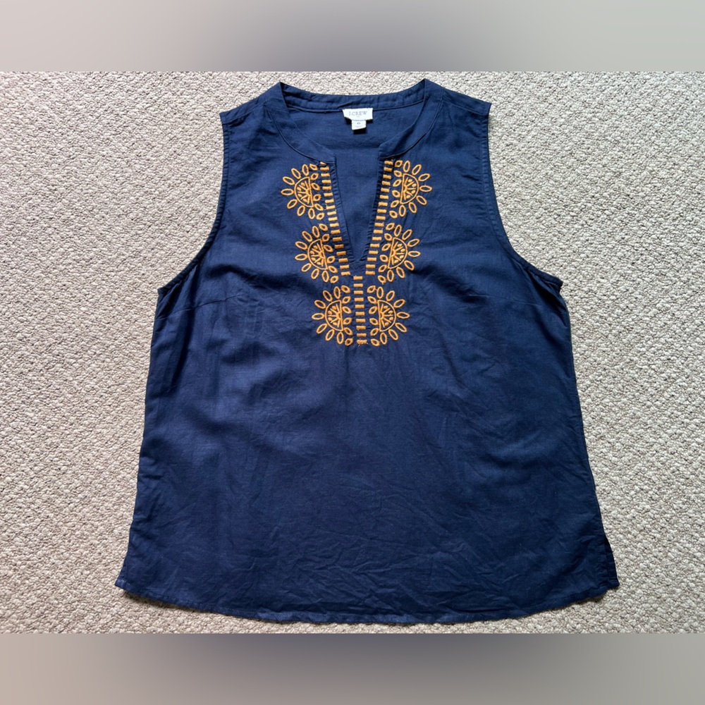 J Crew Factory Navy Blue Sleeveless Top Size 6